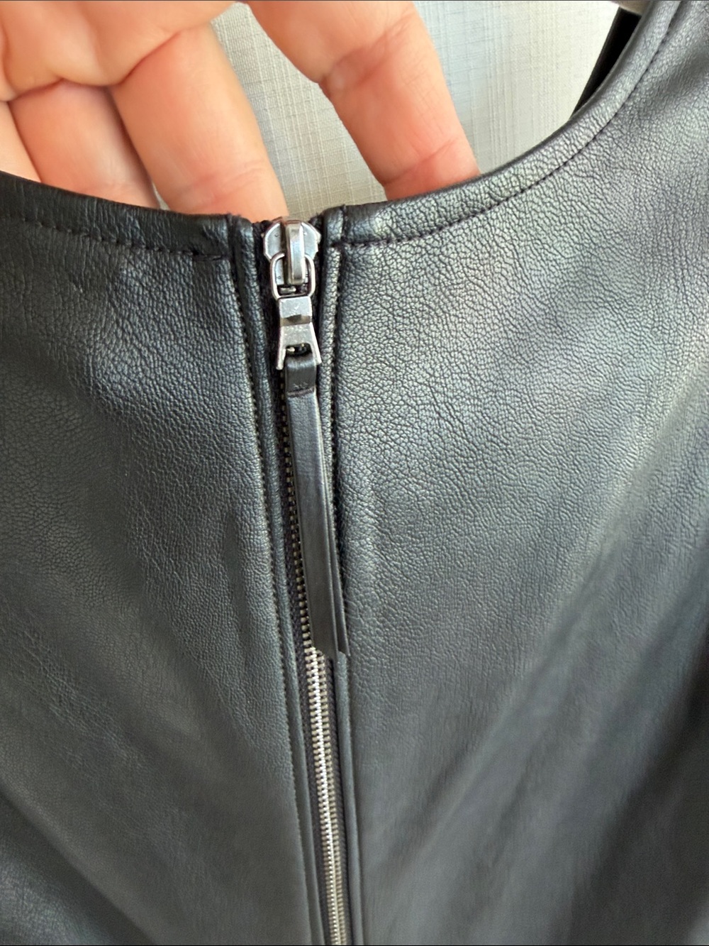 SPANX Black Faux Leather Paneled Midi Sheath Dress NWT Large - Picture 11 of 16